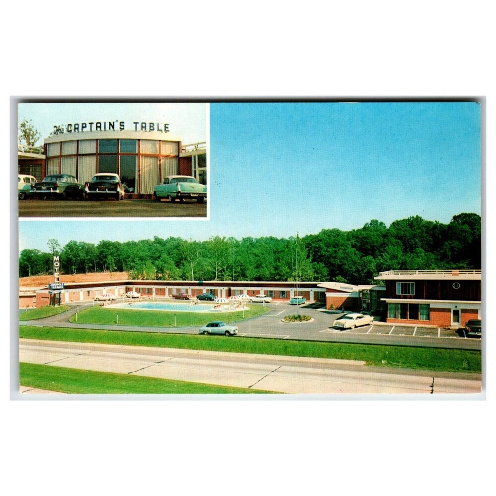 Annapolis Terrace Motel Captain's Table Restaurant MD Postcard Swimming Pool